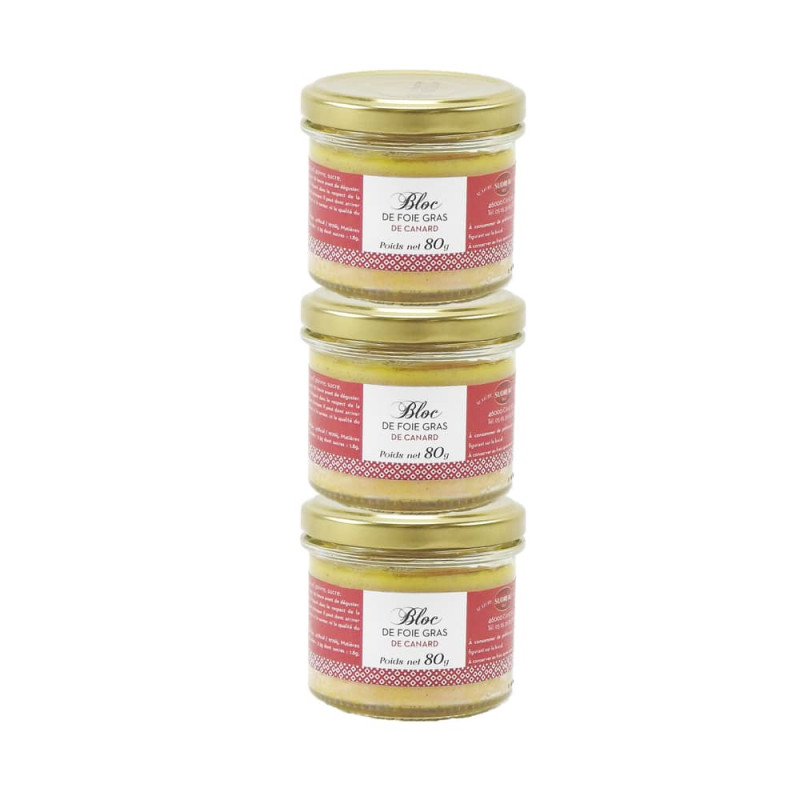 Bloc de Foie Gras de Canard – Lot 3 × 80 g – Maison Sudreau | Marché des Délices